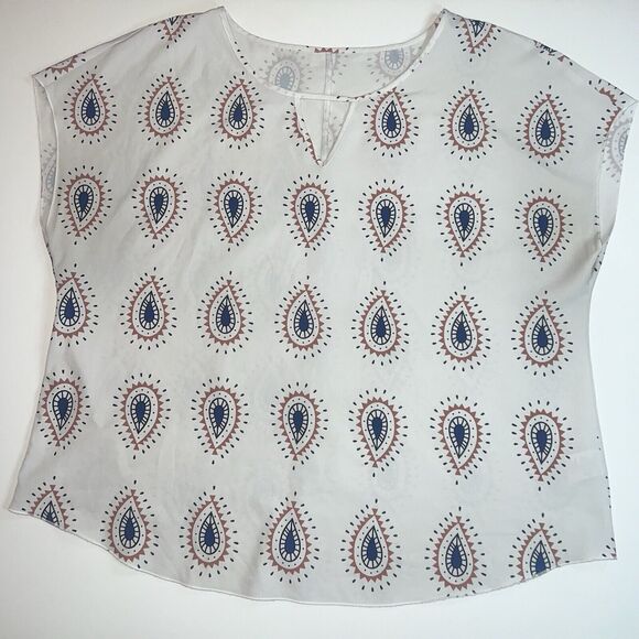 SHEIN Blouse Women 2X Peacock Boho Western Top Coastal Cowgirl Shirt Cowl Sleeve - Picture 1 of 11